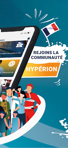Écran d'accueil "Rejoins la communauté Hyperion"